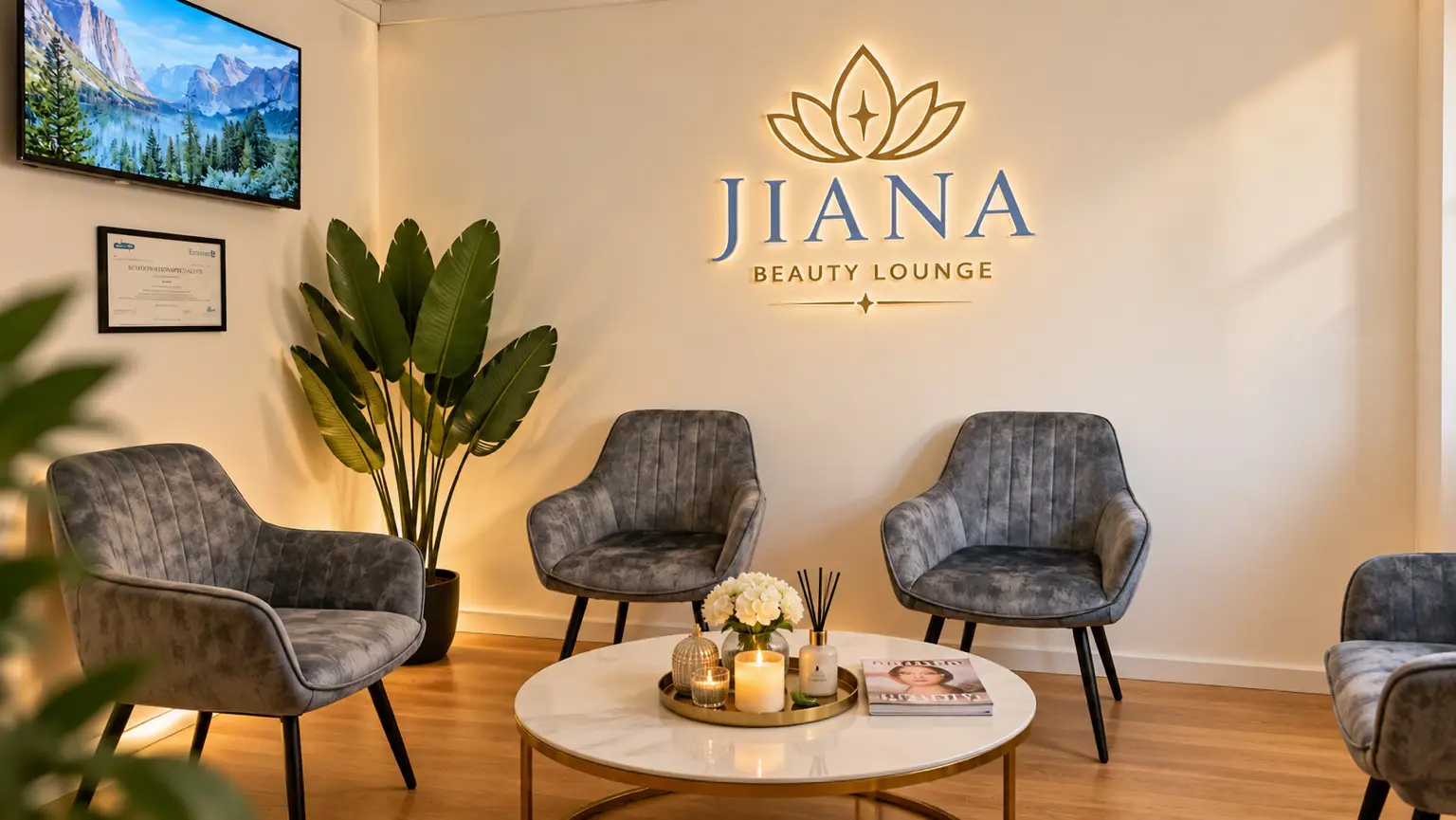 JIANA Beauty Lounge welcoming waiting area